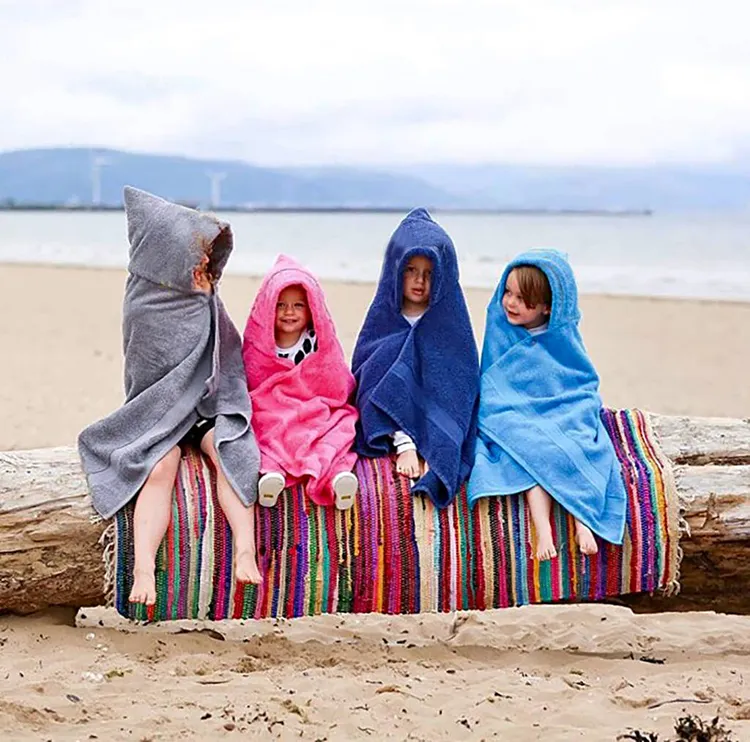 Kids Swimming Robe Child hooded beach bath towel poncho changing hooded towel