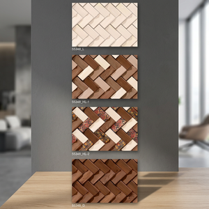 Azulejos de pared de cerámica de diseño de madera 3D moderno 12x18 pulgadas 30x45 cm Interior de baño brillante suministro al por mayor azulejos de porcelana pulida - Product Image 5
