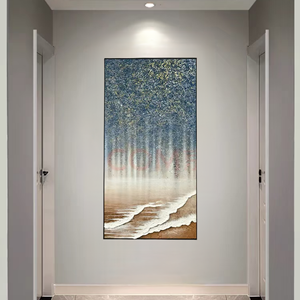 Pintura al Óleo de Textura Tridimensional Pintada a Mano, Cielo Estrellado y Mar - Product Image 2