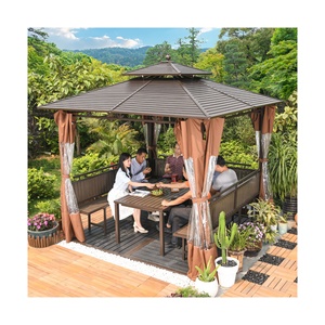 Super Hard Gazebos Galvanized Steel 10x10 Ft Gazebo With Four-sided Mesh for Wind <b>and</b> Rain - Product Image 4