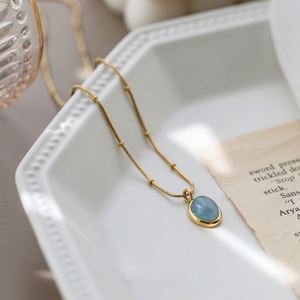 Roestvrijstalen Slangenketting Gesneden Ze Strand Edelsteen Kralen Bruiloft Ketting Sieraden Bruids Maansteen Opaal Ketting - Product Image 5