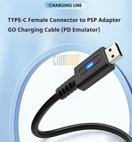 Câble de charge haute vitesse Tideseer PD Type-C femelle vers PSPGO, matériau PVC, noir, 10 cm, pratique pour les joueurs de jeux vidéo