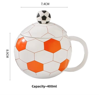 Mug en porcelaine personnalisé Coupe de football 2026 avec couvercle et plateau 400 ml Réutilisable Souvenir sportif Design football Cadeaux d'affaires Boîte cadeau