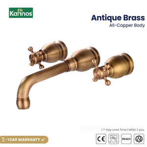 Antique Bronze Faucet Wall Mounted Brass Basin Mixer Hot Cold Water Ceramic Valve Dual Handle Classic Style Bathroom Hotel OEM - Product Image 1