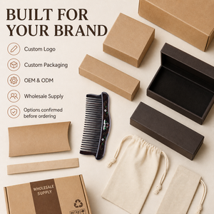 Atacado: Pente de Cabelo de Madeira Africana com Dentes Largos e Inlay de Cobre Acrílico, Logotipo Personalizado OEM ODM, Pente Desembaraçador para Mulheres e Homens B2B - Product Image 6