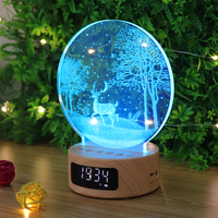 Lampe LED à piles Cadeau Haut-parleur intelligent Lampe de bureau Multicolore Rechargeable Lampe de nuit en acrylique pour la décoration de la maison