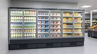 Réfrigérateur vertical de supermarché à haute capacité, 6 niveaux, 3 portes, 5 étagères réglables, pour produits laitiers et fruits