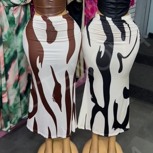Viviblook Z614sk01 Nouvelle jupe crayon longue taille haute moulante à motif imprimé zèbre pour femme, coupe ajustée et queue de poisson, très tendance - Product Image 2