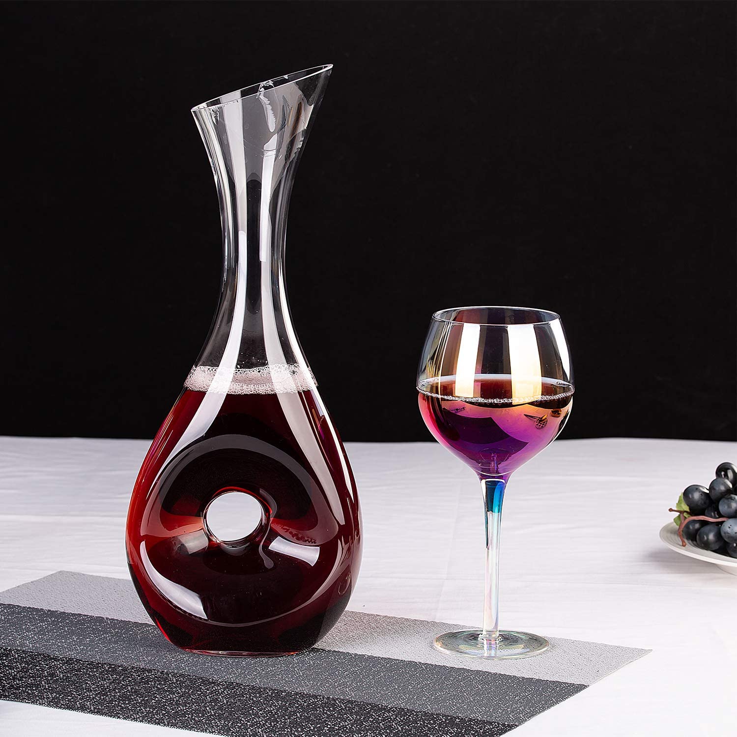 17 Ounce Iridescent Balloon Crystal Wine Glass,for Home Dinning, Bar and Party,Set of 4