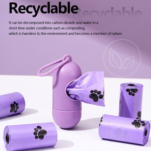 Sacs à déjections pour animaux de compagnie Purple Paw Print, sacs à déjections pour chiens jetables épaissis, matériau HDPE, origine Yiwu - Product Image 3