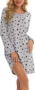 <span class=keywords><strong>MIA</strong></span> LUCCE Camicia da Notte da <span class=keywords><strong>Donna</strong></span> in Morbido Cotone con Motivo a Stelle e Collo Tondo, Abbigliamento da Notte e Vestaglia - Product Image 2