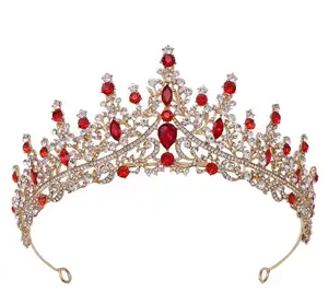 Penjualan Laris Tiara Mahkota Pengantin Kristal Aloi Kristal Pernikahan Desain Terbaru Warna-warni Langsung dari Pabrik