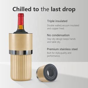 Enfriador de Botellas de Vino de Doble Pared con Aislamiento al Vacío de 750 ml, Enfriador de Champán Portátil, Funda Enfriadora de Vino de Acero Inoxidable - Product Image 4