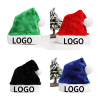 Chapeau de Noël en peluche multicolore unisexe de haute qualité, logo personnalisable, vente en gros d'ornements de Noël d'usine pour adultes