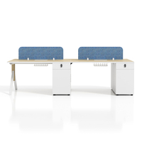 Poste de travail informatique moderne 4 personnes Foshan – Mobilier de bureau commercial, table de bureau ouverte, mobilier de bureau pour espace de travail