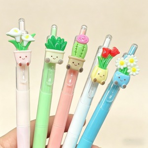 ปากกาเจลลายพืช 0.5 มม. หมึกสีดำ แบบกดปิด หัว ST อุปกรณ์เครื่องเขียนสำนักงาน อุปกรณ์เขียน - Product Image 1