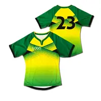 Maglia da Rugby squadra sublimata Design gradiente giallo verde personalizzato di alta qualità