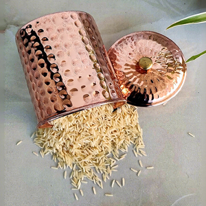Handmade Hammered Copper <b>Storage</b> Canister with Lid Decorative <b>Kitchen</b> Countertop Container - Product Image 3