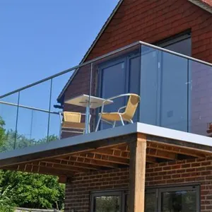 Ringhiera in vetro in alluminio HDSAFE profilo a canale a U montaggio laterale Design di recinzione per balaustra in vetro senza telaio per ponte balcone