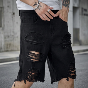 Shorts en jean vintage pour hommes, style streetwear, respirants, avec cordon de serrage, impression numérique, couleurs personnalisables - Product Image 3