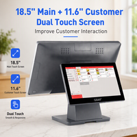 Terminal de point de vente intelligent à double écran avec affichage client, fabrication OEM de matériel de point de vente, caisse tactile Windows 10 pour la vente au détail