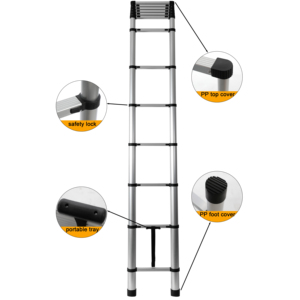 Échelle télescopique moderne en aluminium réglable à 12 <span class=keywords><strong>marches</strong></span>, 5 m, légère, pour l'extérieur de la maison, les voitures, avec certificat EN131 - Product Image 4