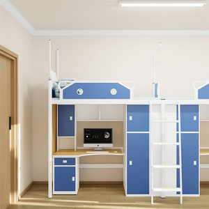 <span class=keywords><strong>Lit</strong></span> <span class=keywords><strong>mural</strong></span> classique pleine grandeur en métal <span class=keywords><strong>avec</strong></span> armoire intégrée | pour appartement, école, dortoir, hôtel - Product Image 4