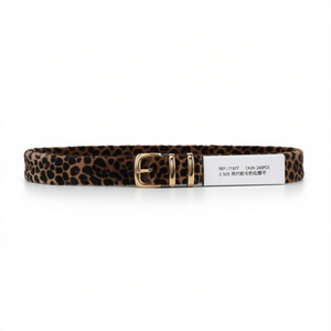 Cintura in Pelliccia con Stampa Leopardata 2,5 Cm Stile Semplice Accessorio Moda Donna - Product Image 1