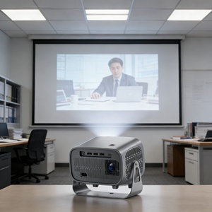 Projecteur domestique HD 720P avec mise au point automatique et <span class=keywords><strong>correction</strong></span> de la distorsion trapézoïdale, 200 lumens ANSI, système Android intégré, projecteur intelligent pour la maison - Product Image 4