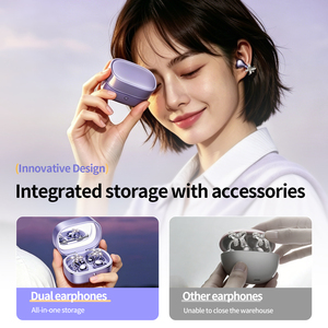 กระจกแต่งหน้า M195 พร้อมต่างหูหูฟังบลูทูธแบบคู่ พร้อมไฟเติมแสง ลดเสียงรบกวน แบบหนีบหู และหูฟังไร้สาย - Product Image 5
