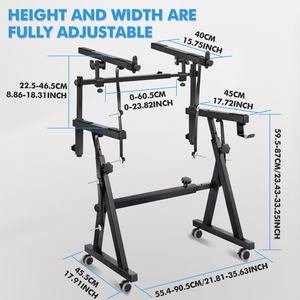 Support de <span class=keywords><strong>clavier</strong></span> <span class=keywords><strong>double</strong></span> pour piano, robuste avec roulettes et patins, support de <span class=keywords><strong>clavier</strong></span> réglable, compatible avec les claviers de piano 54, 61, 88 touches - Product Image 3