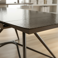 Ensemble de table à manger moderne de luxe Yaofu HZ081 noir, plateau en verre de 10 mm, base géométrique en métal, 8 places, pliable, étanche, extensible