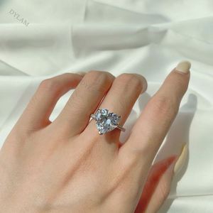 Anillos de Plata de Ley 925 Apilables para Mujer, con Circonita Cúbica Real en Forma de Corazón, Estilo Eternidad, Lujo y Moda, Venta al por Mayor, Marca Dylam - Product Image 2
