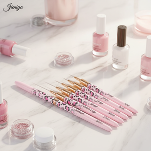 Pinceaux à liner en nylon/kolinsky personnalisés de plusieurs tailles, <span class=keywords><strong>extra</strong></span> fins, à imprimé léopard rose, pour le nail art - Product Image 4