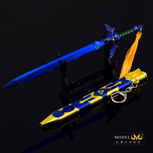 Épée de maître de Link d'inspiration <span class=keywords><strong>Zelda</strong></span> de 22cm, réplique complète en alliage de zinc, lame bleue avec gaine, décor à collectionner, modèle d'<span class=keywords><strong>arme</strong></span> fantastique - Product Image 3