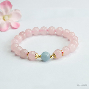 Venta caliente pulseras de cuentas de cuarzo rosa natural románticas personalizadas para mujeres accesorios de moda - Product Image 4