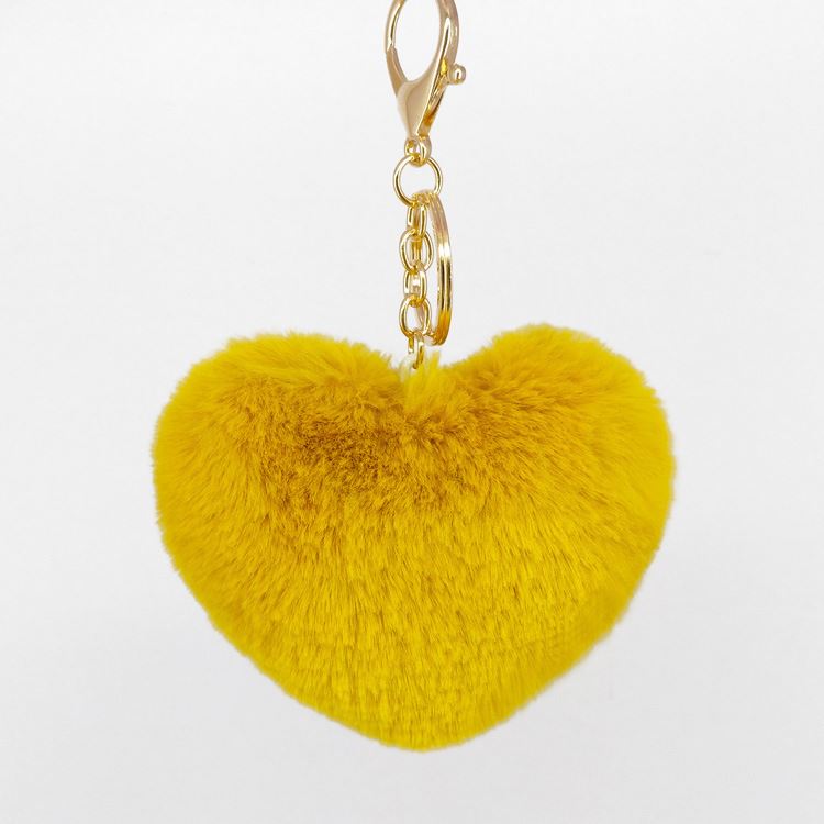 Soft Cute Heart Shape Furball Pompom Keychain Plush Fluffy Ball Rabbit Fur Key Chain Pom Pom Keychain Bag Pendant