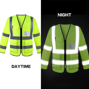 Sıcak satış Hi Vis yansıtıcı güvenlik yelek uzun kollu ve sapanlar iş ve koruyucu amaçlı özelleştirilebilir Logo - Product Image 4