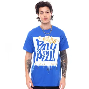 최고 품질 맞춤 디자인 남자 티셔츠 로고 인쇄 파란색과 흰색 T 셔츠