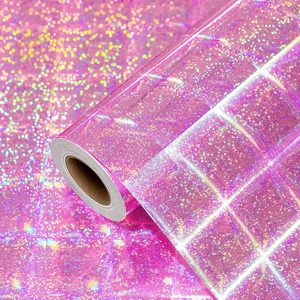 กระดาษห่อของขวัญลายเส้นเลเซอร์สีรุ้งโฮโลแกรมสีชมพูและสีดำคุณภาพพรีเมียมแบบกำหนดเอง สำหรับงานฝีมือ DIY ใช้ในชีวิตประจำวัน - Product Image 3