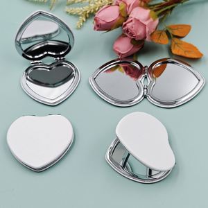 PU Folding White Heart-Shape Double-Sided <b>Makeup</b> Mirror with Printing Pattern Cosmetic <b>Tool</b> - Product Image 2