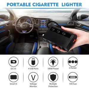 Adaptador de encendedor de cigarrillos para <span class=keywords><strong>coche</strong></span>, divisor QC3.0, cargador rápido USB, 4 puertos con voltímetro, 12-24V, accesorios para automóvil, 180W - Product Image 4