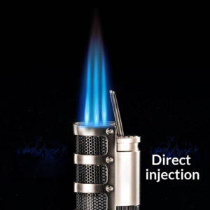 Encendedor de Gas Metálico Portátil JH Sin Logotipo, <span class=keywords><strong>Triple</strong></span> Llama, Recargable, Diseño Resistente al Viento, Mini Antorcha de Llama, Encendedor de Cigarros de Butano para Viaje - Product Image 1