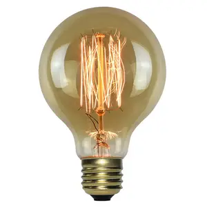 G-80 Squirrel Cage Nipple Stars Filament Tungsten Light Bulbs Antique Amber Glass 40 Watt G80 Led Lamp Vintage Edison Lamps