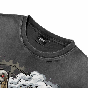 T-shirts pour hommes vintage de qualité supérieure, effet délavé, respirants, impression DTG personnalisée, col rond, manches courtes, en coton - Product Image 4