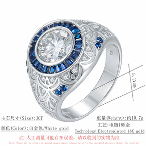 Bague ZHENXUN en Morganite et Argent 925, 3 Carats, pour Homme, Style Hip-hop, Cadeau d'Anniversaire, Bijou Personnalisé Certifié, Ornement de Main, Bijouterie Fine pour Homme - Product Image 4
