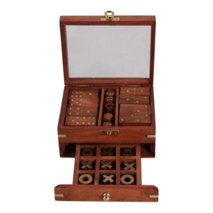 Set Classico di Domino in Legno con Coperchio in Vetro e Cassetto per Decorazione da Tavolo e Riunioni Familiari - Product Image 5