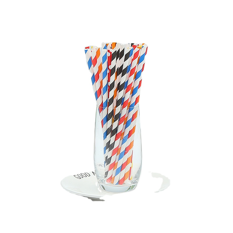 Custom Printed Colorful Disposable Biodegradable Paper Straws for Drinking Eco-Friendly Packaging & Printing Product