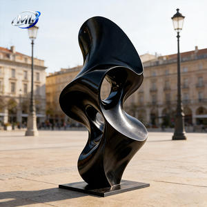 Sculptures abstraites modernes en acier inoxydable plaqué or, décorations d'art sur pied personnalisées pour villas et hôtels - Product Image 3