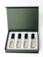 Ensemble de parfum de voyage premium de 8 ml avec atomiseur rotatif carré et emballage personnalisé en boîte-cadeau en carton